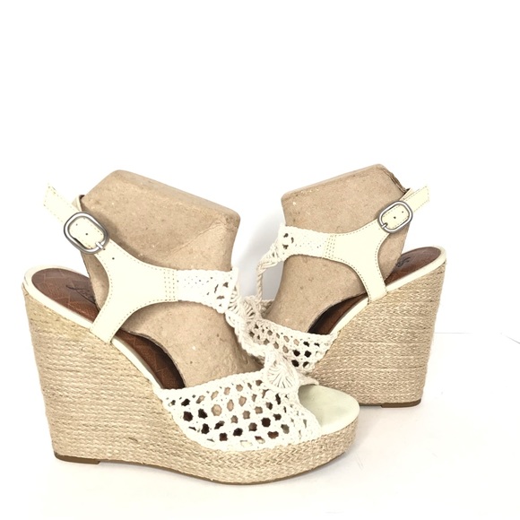 Lucky Brand Shoes - Lucky Brand Crochet Macrame Wedge Sandals Boho